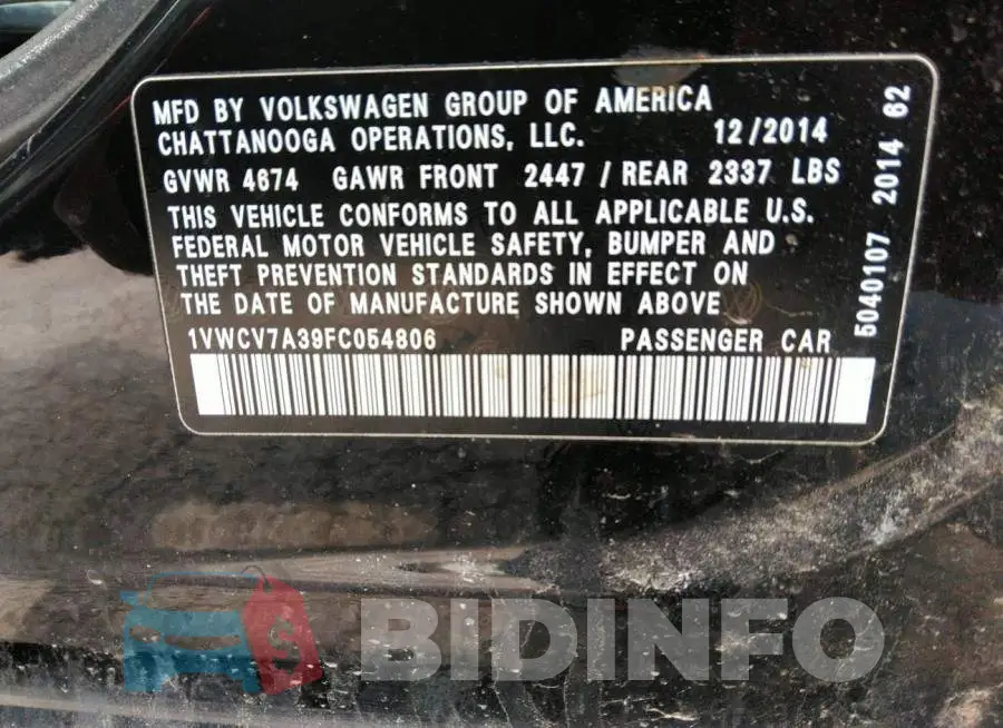 1VWCV7A39FC054806 Photo# 9