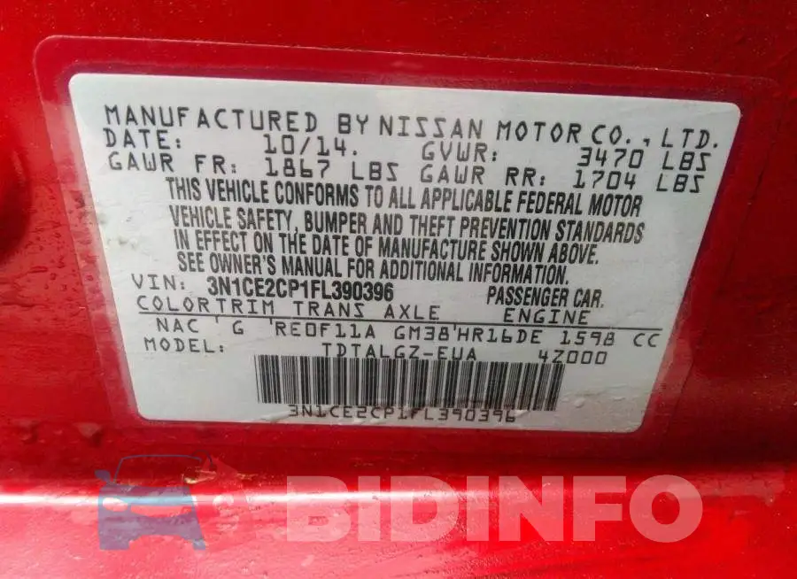 3N1CE2CP1FL390396 Photo# 9