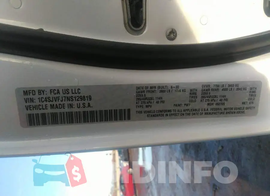 1C4SJVFJ7NS129819 Photo# 9