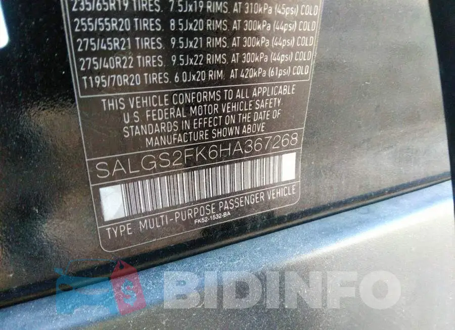 SALGS2FK6HA367268 Photo# 9