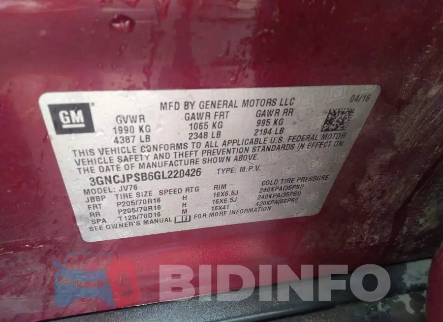 3GNCJPSB6GL220426 Photo# 9
