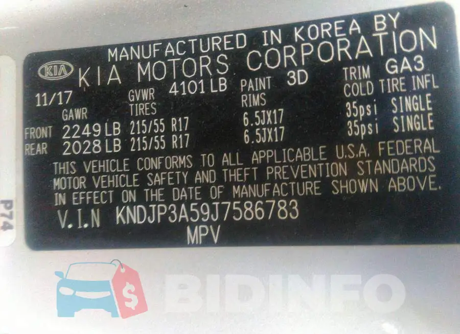 KNDJP3A59J7586783 Photo# 9