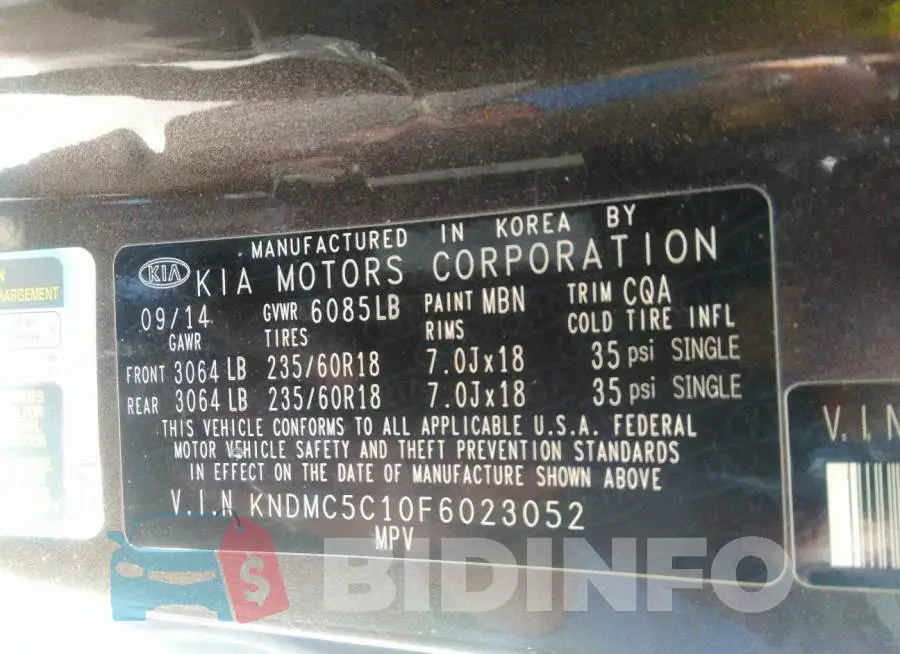 KNDMC5C10F6023052 Photo# 9