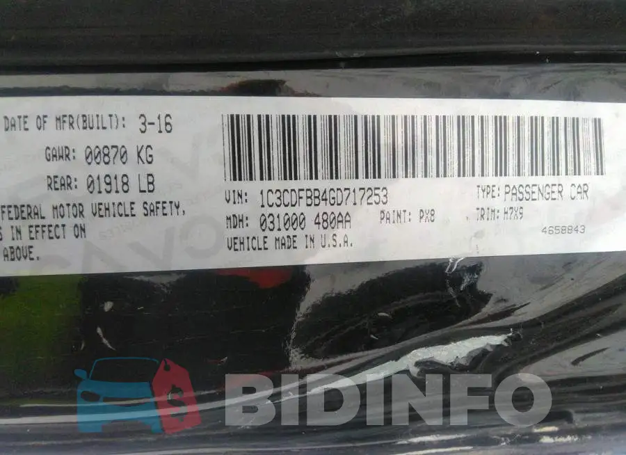 1C3CDFBB4GD717253 Photo# 9
