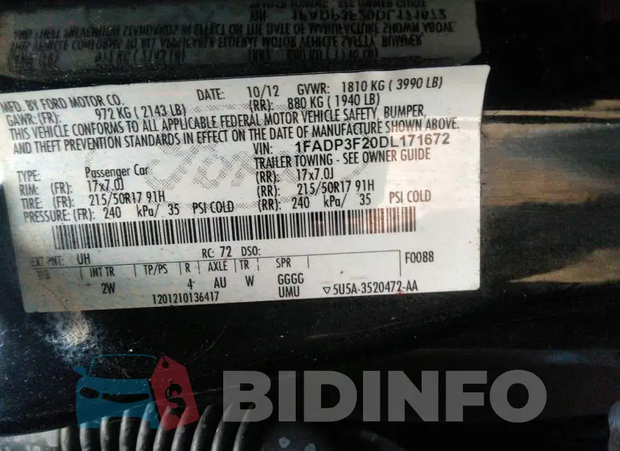1FADP3F20DL171672 Photo# 9