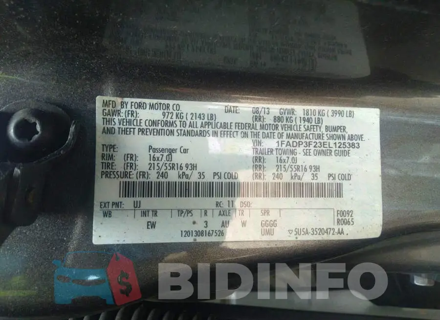 1FADP3F23EL125383 Photo# 9