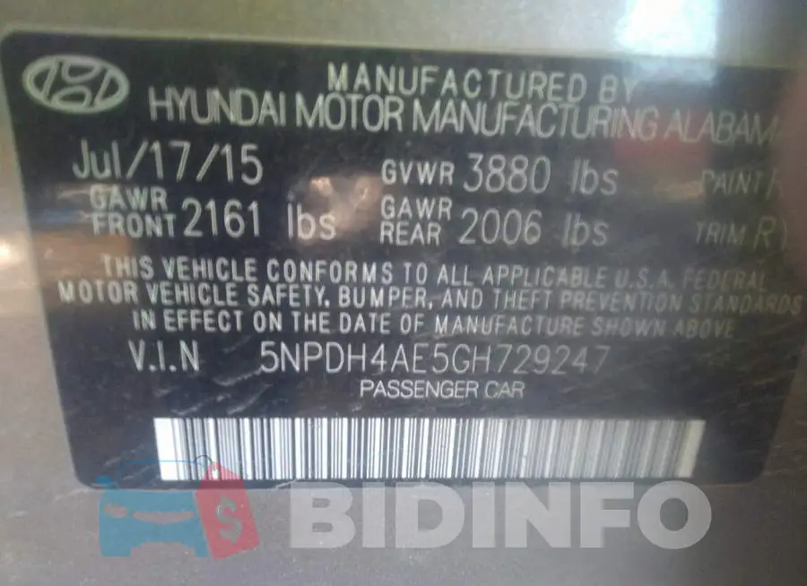 5NPDH4AE5GH729247 Photo# 9