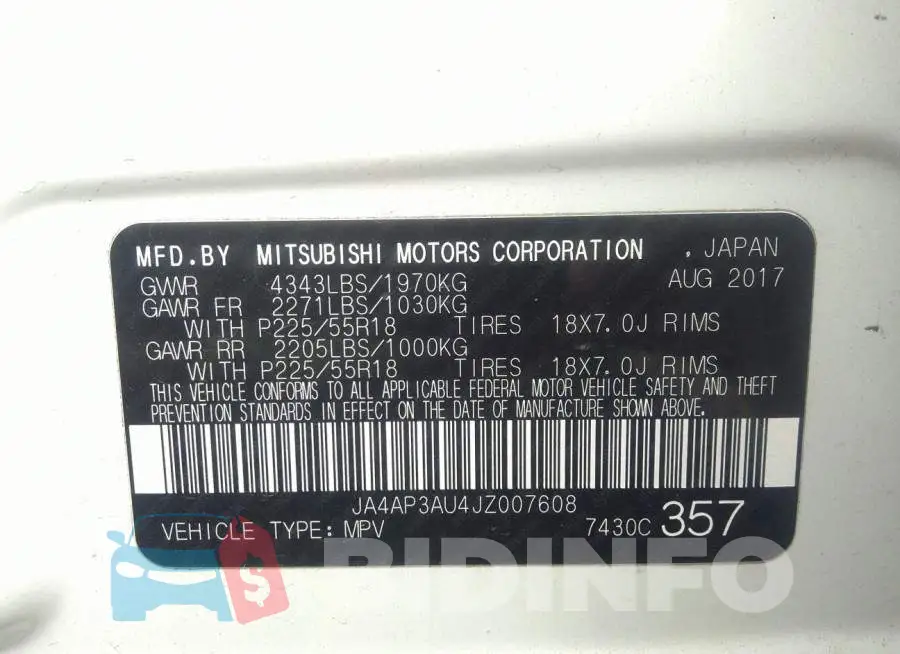 JA4AP3AU4JZ007608 Photo# 9
