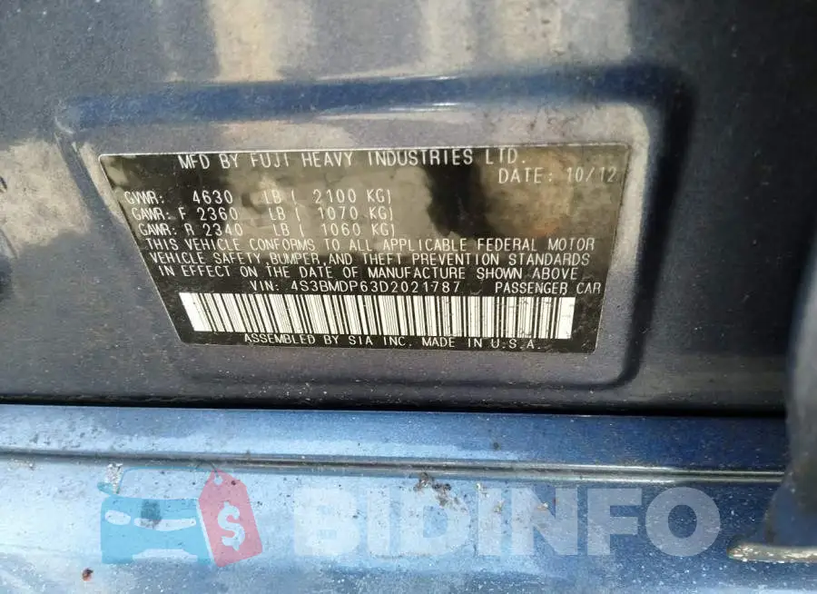 4S3BMDP63D2021787 Photo# 9
