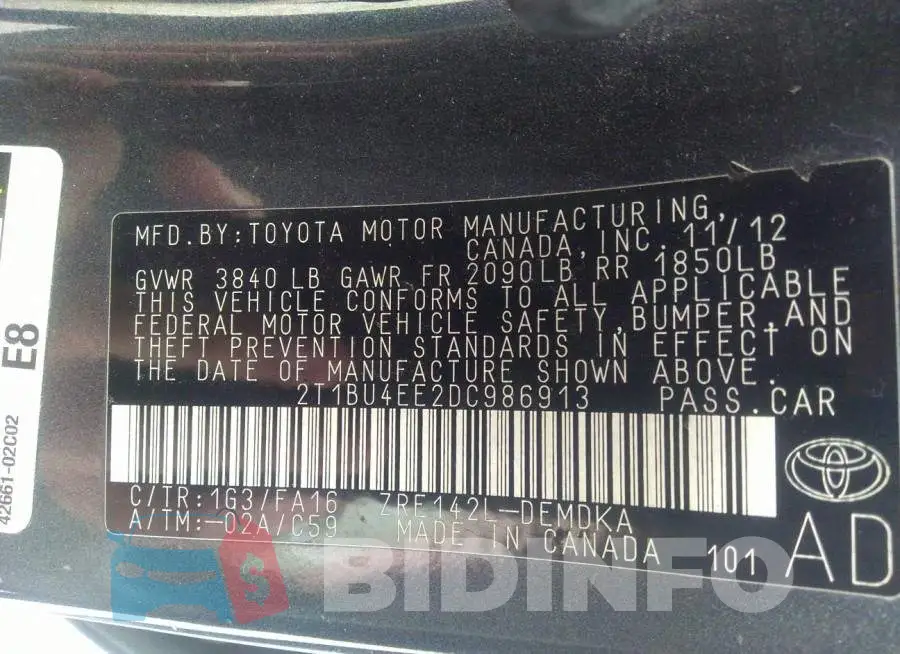2T1BU4EE2DC986913 Photo# 9