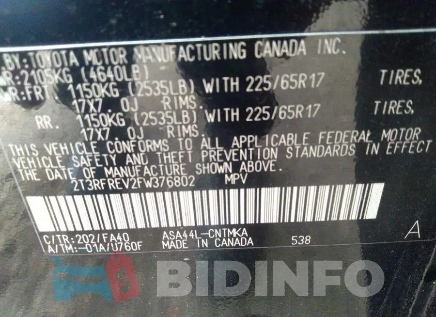 2T3RFREV2FW376802 Photo# 9