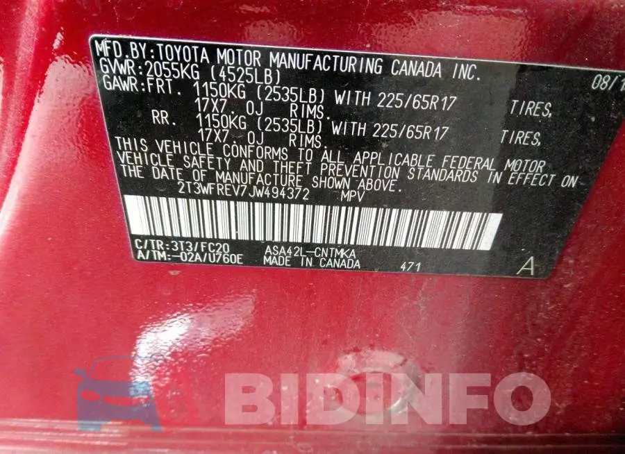 2T3WFREV7JW494372 Photo# 9