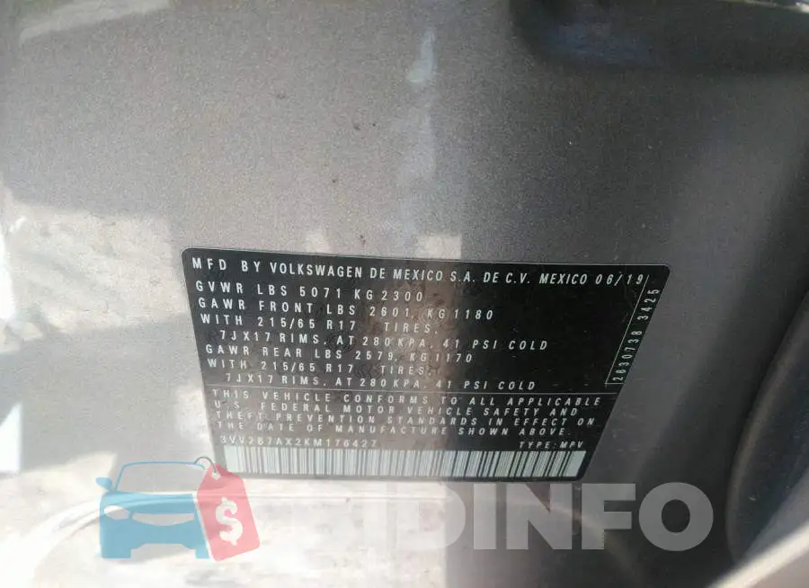 3VV2B7AX2KM176427 Photo# 9