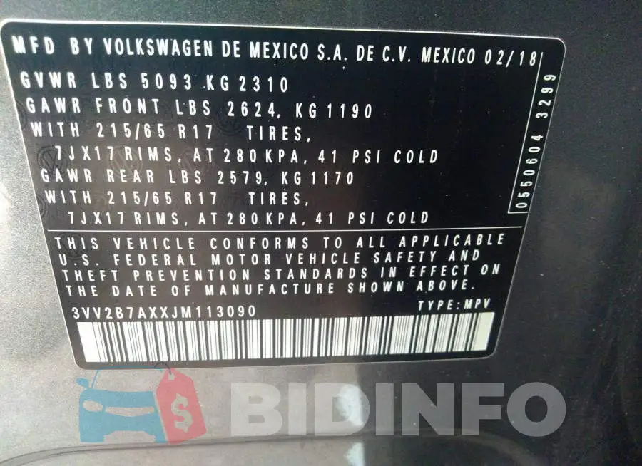 3VV2B7AXXJM113090 Photo# 9
