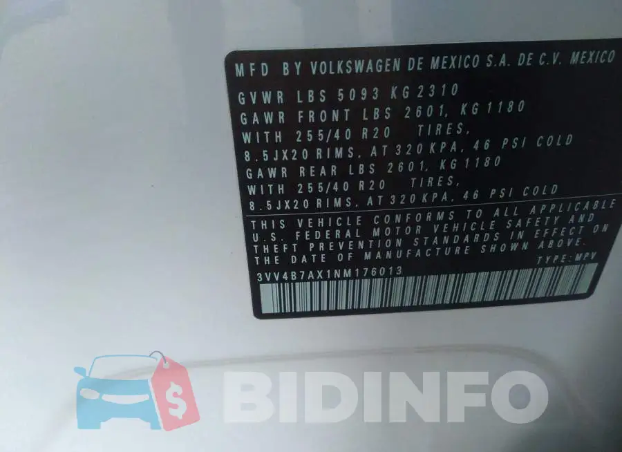3VV4B7AX1NM176013 Photo# 9