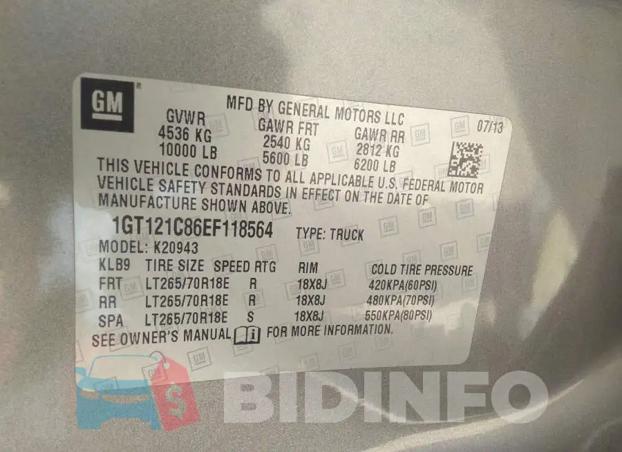 1GT121C86EF118564 Photo# 9