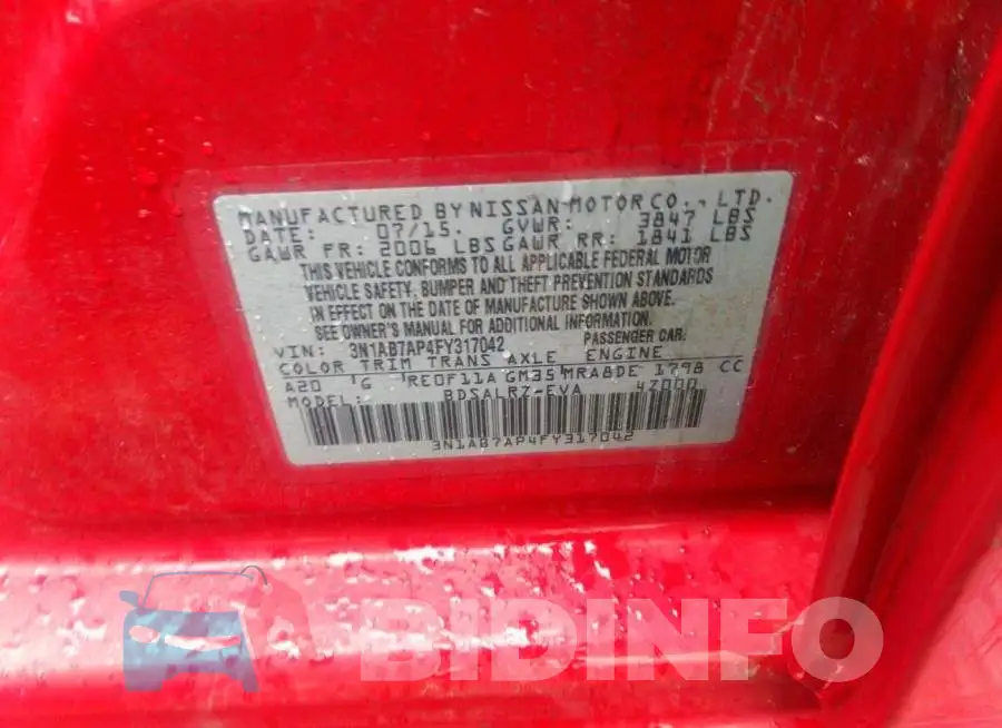 3N1AB7AP4FY317042 Photo# 9