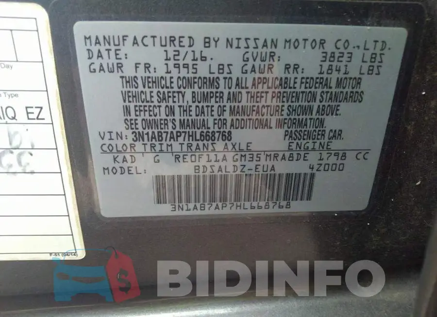 3N1AB7AP7HL668768 Photo# 9