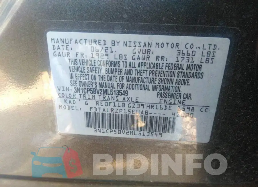 3N1CP5BV2ML513549 Photo# 9