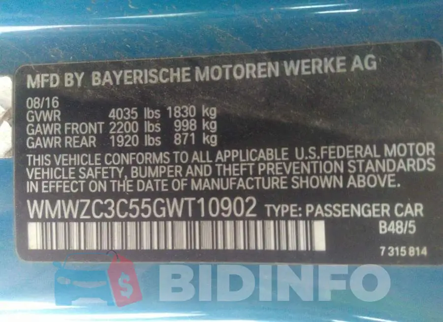 WMWZC3C55GWT10902 Photo# 9