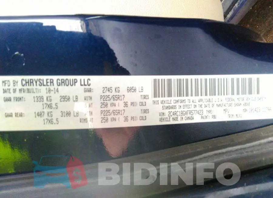 2C4RC1BGXFR577423 Photo# 9