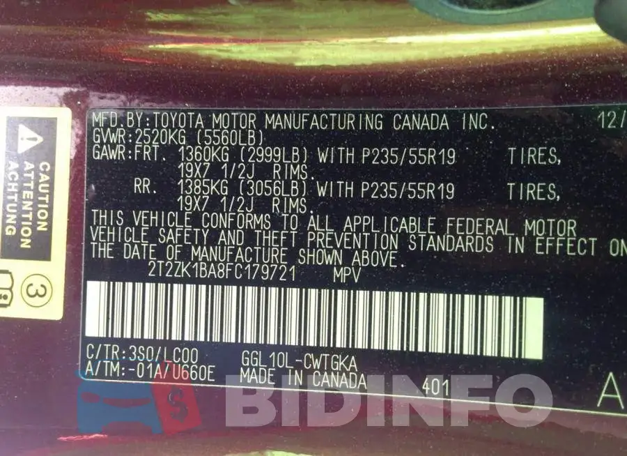 2T2ZK1BA8FC179721 Photo# 9
