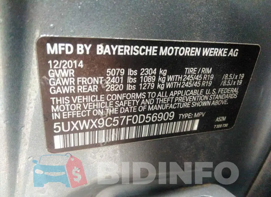 5UXWX9C57F0D56909 Photo# 9