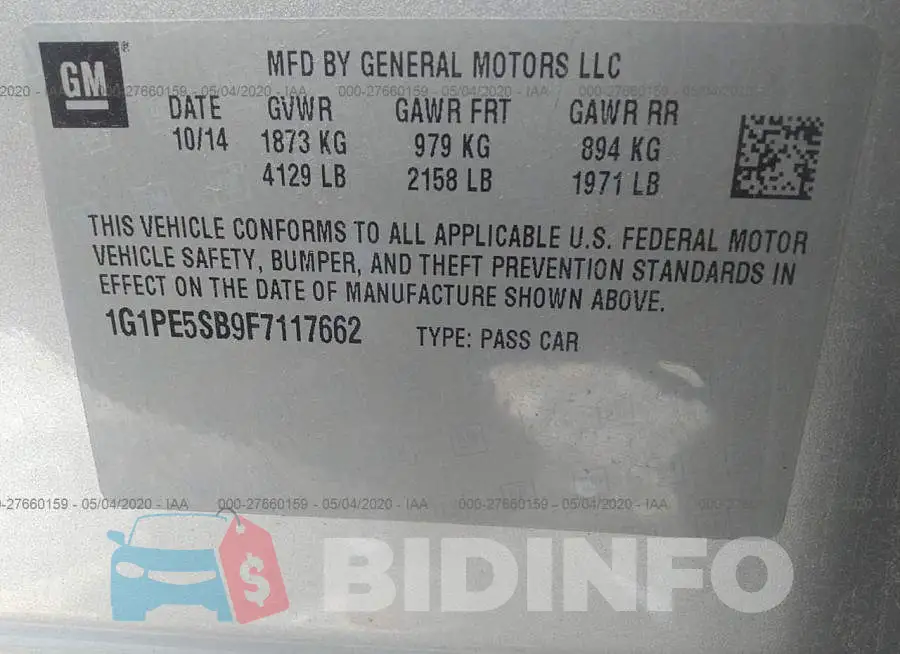 1G1PE5SB9F7117662 Photo# 9