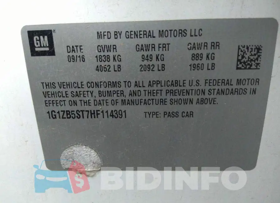 1G1ZB5ST7HF114391 Photo# 9