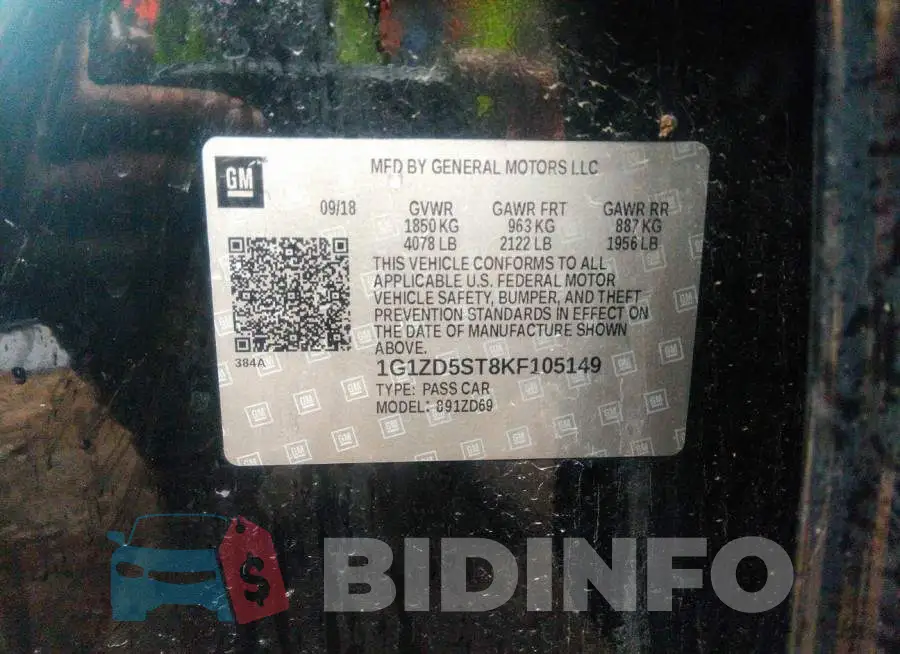 1G1ZD5ST8KF105149 Photo# 9