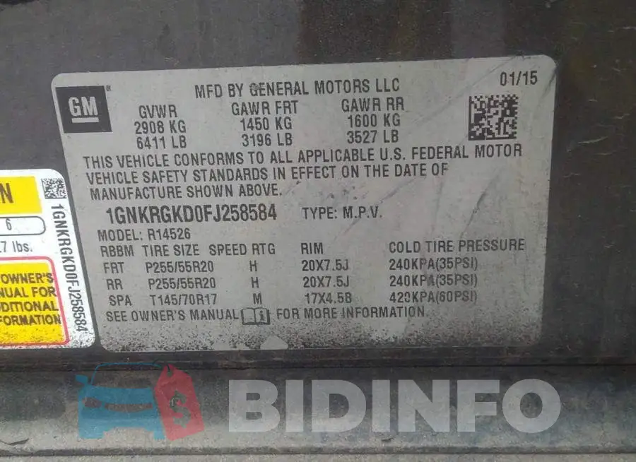 1GNKRGKD0FJ258584 Photo# 9