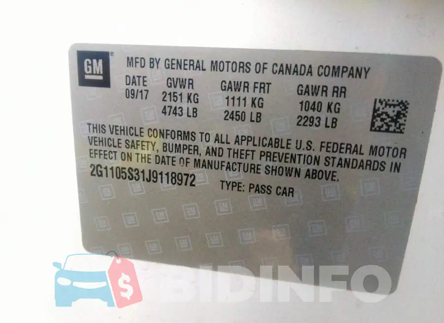2G1105S31J9118972 Photo# 9