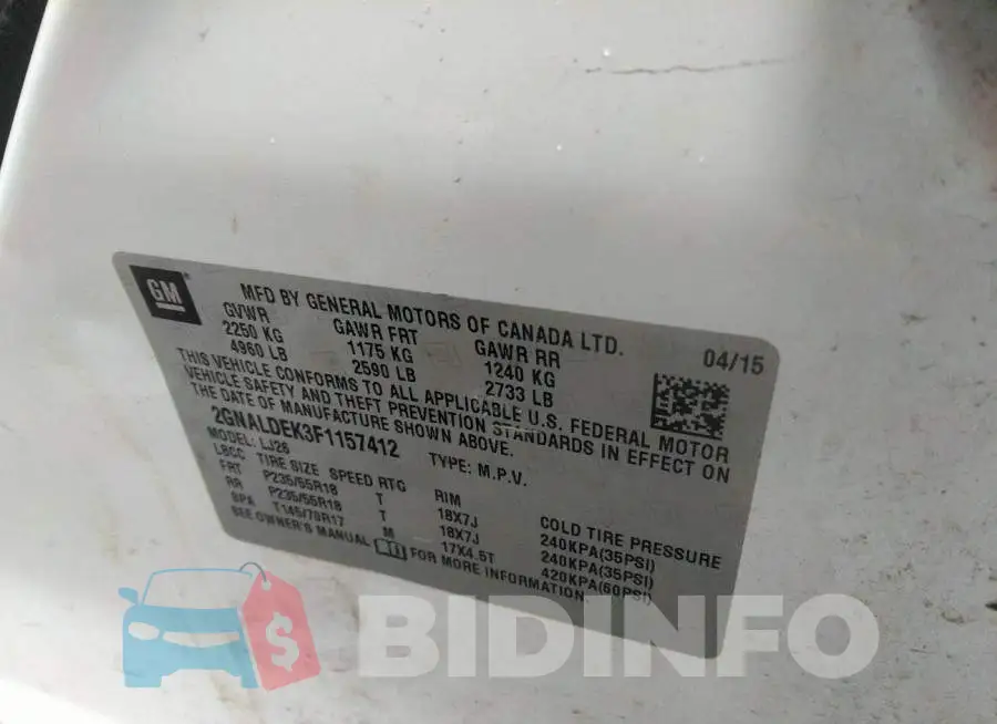 2GNALDEK3F1157412 Photo# 9