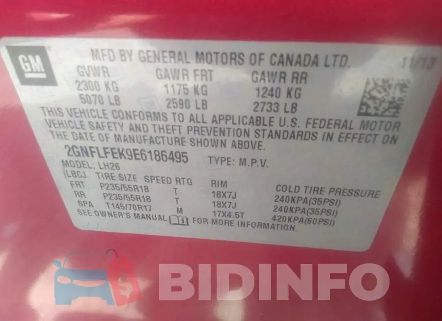 2GNFLFEK9E6186495 Photo# 9