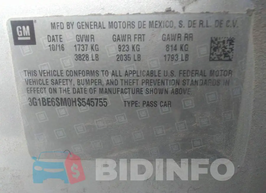 3G1BE6SM0HS545755 Photo# 9