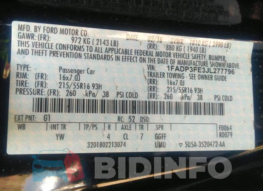1FADP3FE3JL277796 Photo# 9