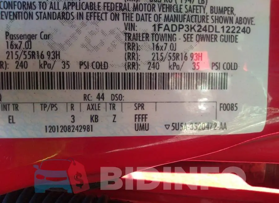 1FADP3K24DL122240 Photo# 9