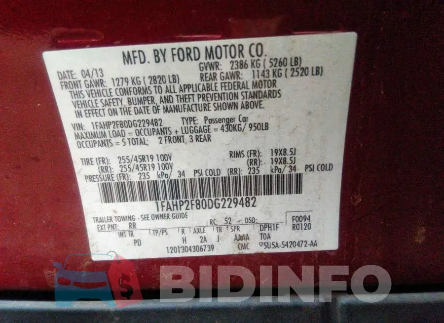 1FAHP2F80DG229482 Photo# 9