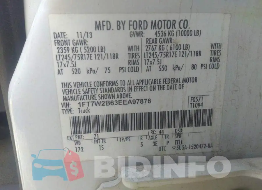 1FT7W2B63EEA97876 Photo# 9