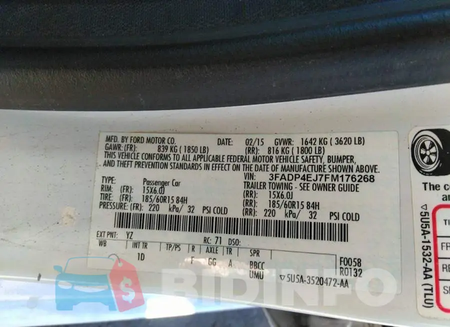 3FADP4EJ7FM176268 Photo# 9
