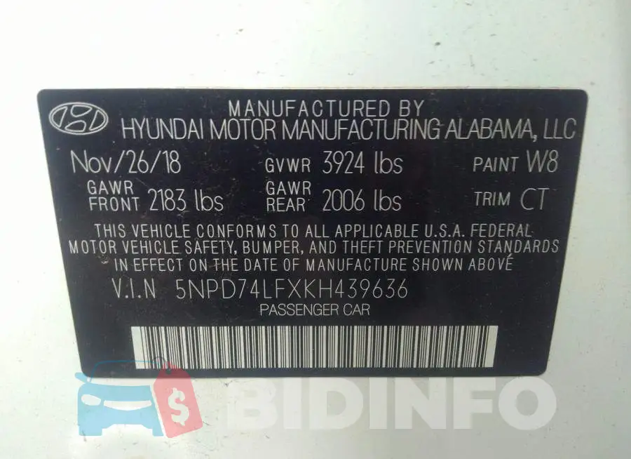 5NPD74LFXKH439636 Photo# 9