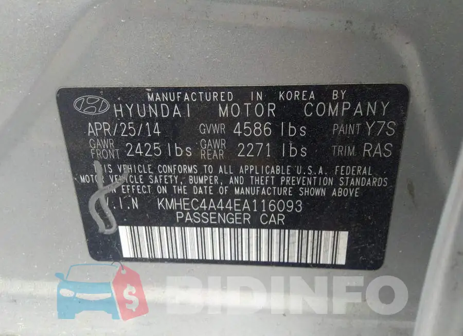 KMHEC4A44EA116093 Photo# 9