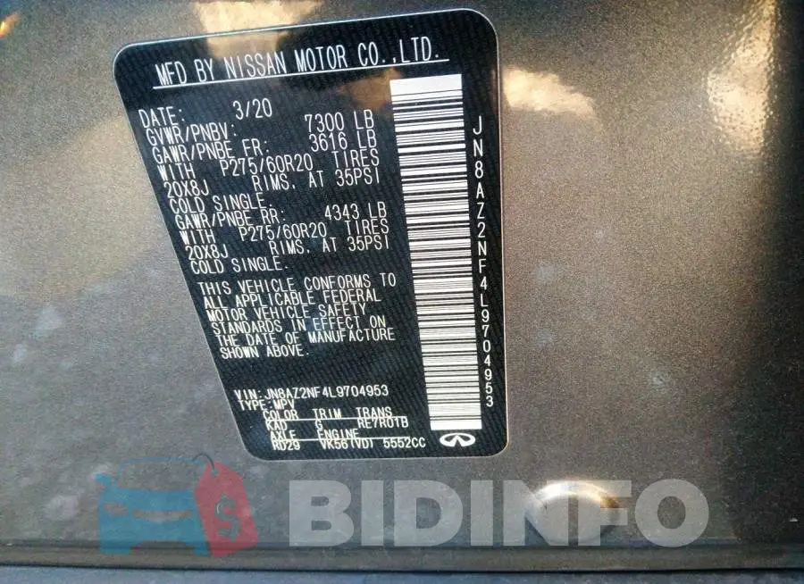 JN8AZ2NF4L9704953 Photo# 9