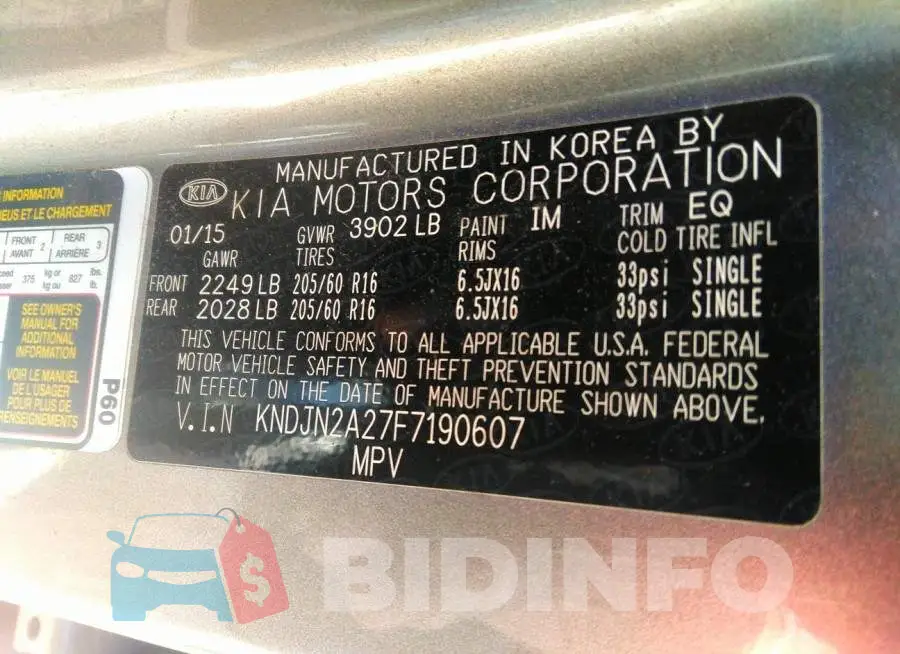 KNDJN2A27F7190607 Photo# 9