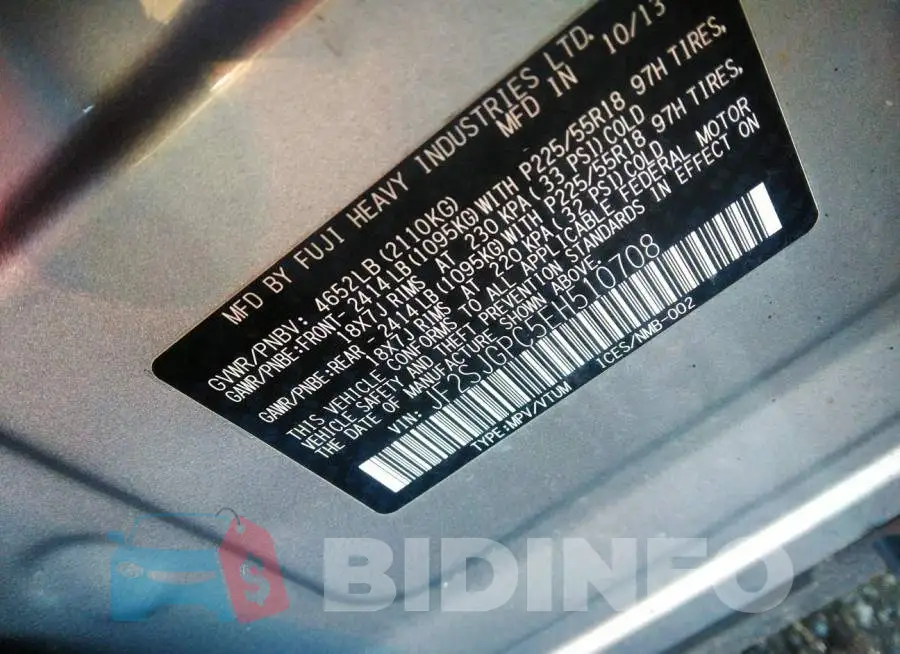 JF2SJGPC5EH510708 Photo# 9