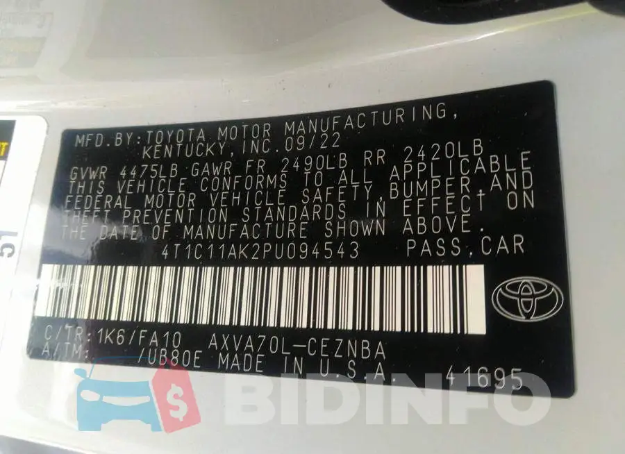 4T1C11AK2PU094543 Photo# 9