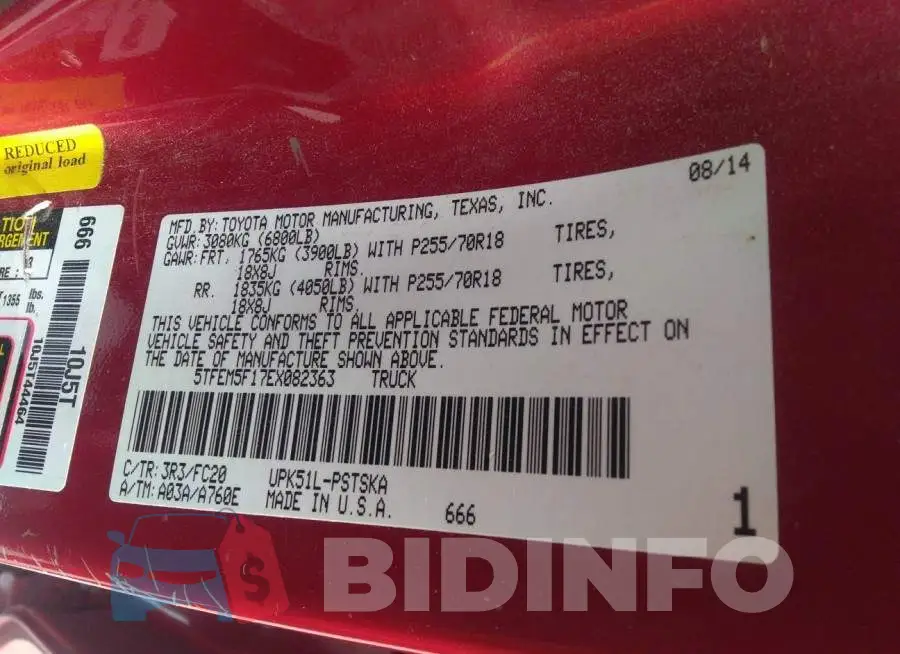 5TFEM5F17EX082363 Photo# 9