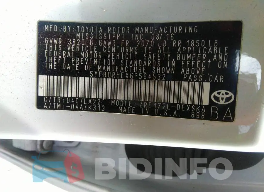 5YFBURHEXGP564532 Photo# 9
