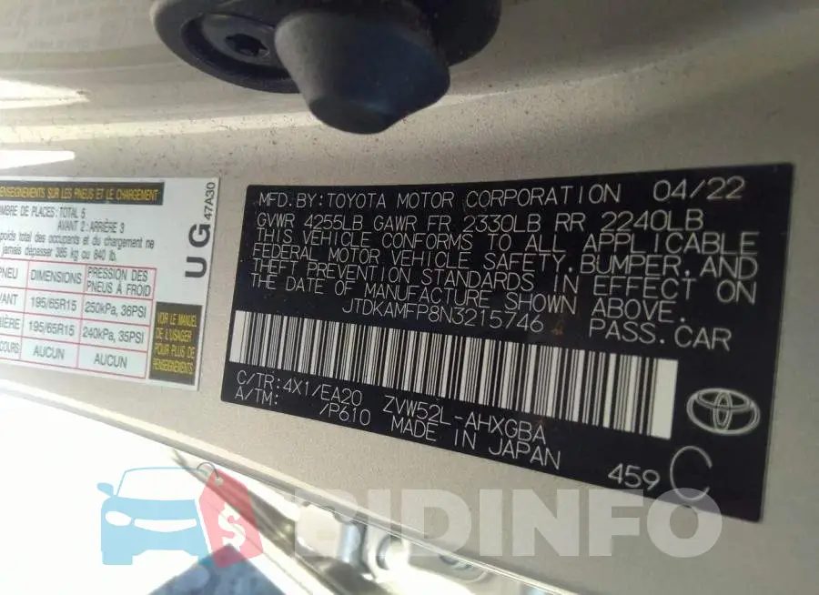 JTDKAMFP8N3215746 Photo# 9