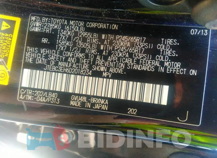 JTEBC3EH6D2018234 Photo# 9